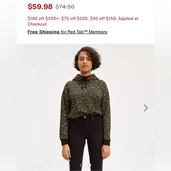 Levi’s Womens Cropped floral Hoodie - Picture 5 of 5